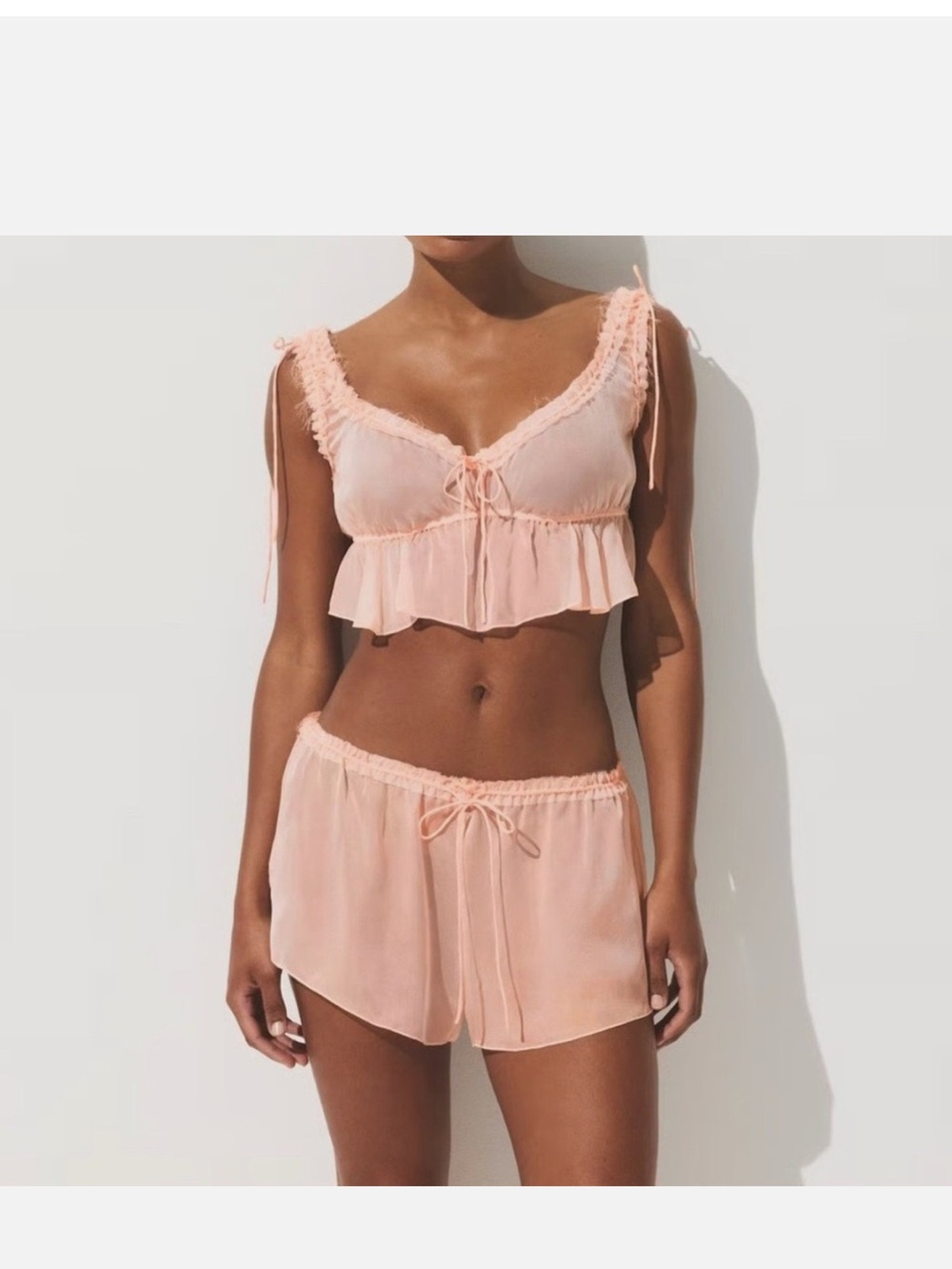 SKIMS Romance Babydoll Top & Short Silk Set - Picture 4 of 5